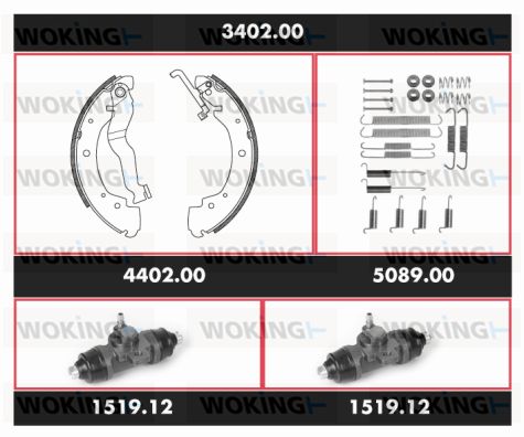 WOKING Комплект тормозов, барабанный тормозной механизм 3402.00