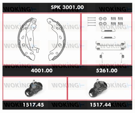 WOKING Комплект тормозов, барабанный тормозной механизм SPK 3001.00