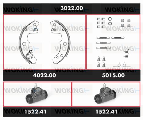 WOKING stabdžių rinkinys, būgniniai stabdžiai SPK 3022.00