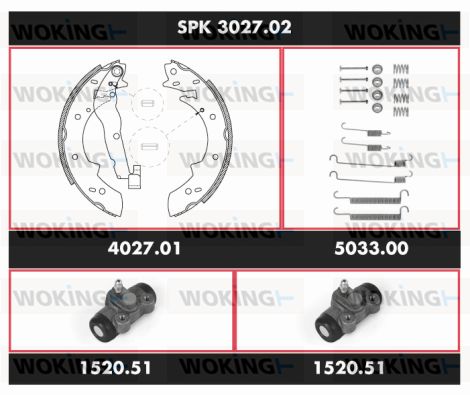 WOKING Комплект тормозов, барабанный тормозной механизм SPK 3027.02