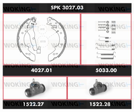 WOKING stabdžių rinkinys, būgniniai stabdžiai SPK 3027.03