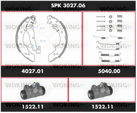 WOKING Комплект тормозов, барабанный тормозной механизм SPK 3027.06