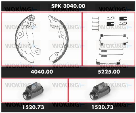 WOKING stabdžių rinkinys, būgniniai stabdžiai SPK 3040.00