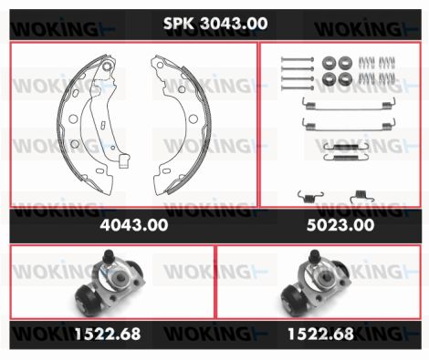 WOKING stabdžių rinkinys, būgniniai stabdžiai SPK 3043.00