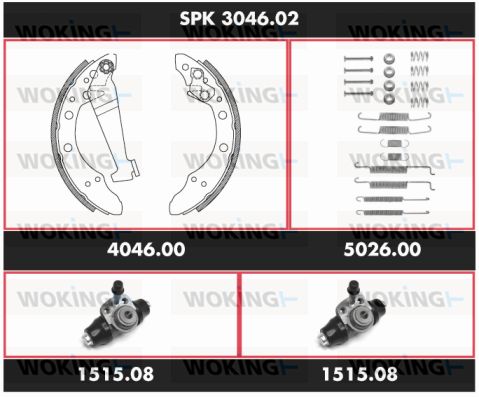 WOKING Комплект тормозов, барабанный тормозной механизм SPK 3046.02