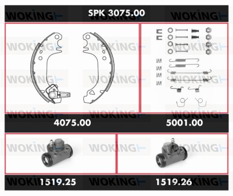 WOKING stabdžių rinkinys, būgniniai stabdžiai SPK 3075.00