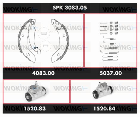 WOKING Комплект тормозов, барабанный тормозной механизм SPK 3083.05