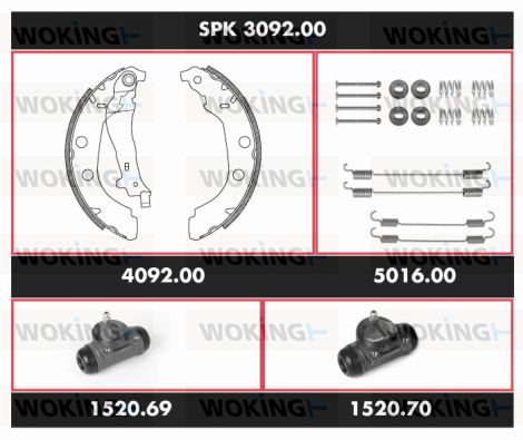 WOKING stabdžių rinkinys, būgniniai stabdžiai SPK 3092.00