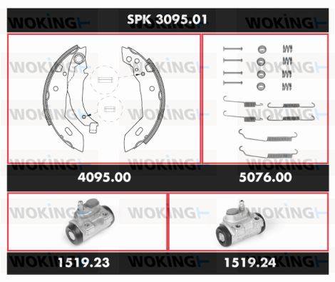 WOKING Комплект тормозов, барабанный тормозной механизм SPK 3095.01