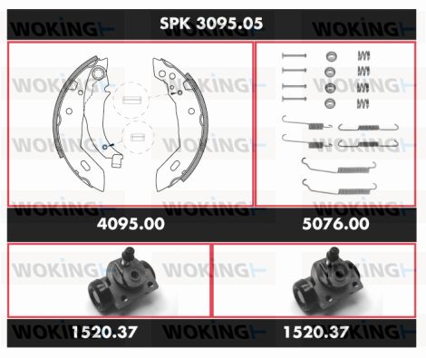 WOKING Комплект тормозов, барабанный тормозной механизм SPK 3095.05