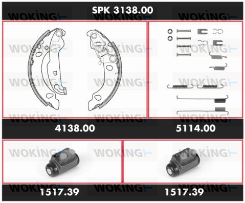 WOKING stabdžių rinkinys, būgniniai stabdžiai SPK 3138.00