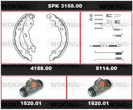 WOKING Комплект тормозов, барабанный тормозной механизм SPK 3158.00