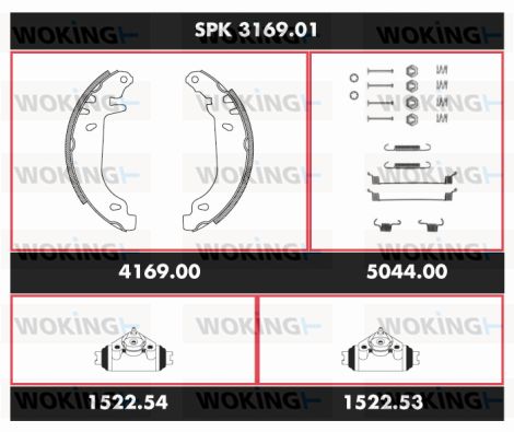 WOKING stabdžių rinkinys, būgniniai stabdžiai SPK 3169.01