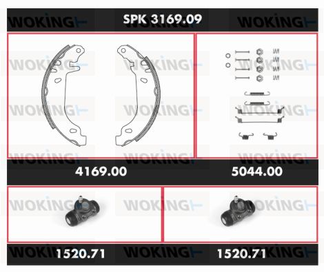 WOKING Комплект тормозов, барабанный тормозной механизм SPK 3169.09