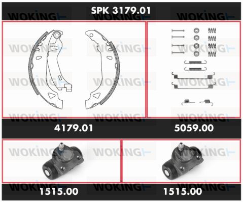 WOKING Комплект тормозов, барабанный тормозной механизм SPK 3179.01