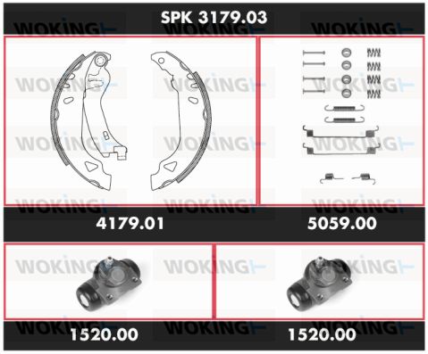 WOKING stabdžių rinkinys, būgniniai stabdžiai SPK 3179.03