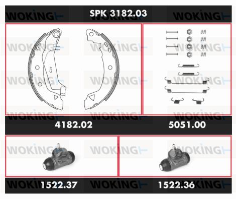 WOKING Комплект тормозов, барабанный тормозной механизм SPK 3182.03