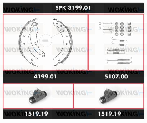 WOKING stabdžių rinkinys, būgniniai stabdžiai SPK 3199.01