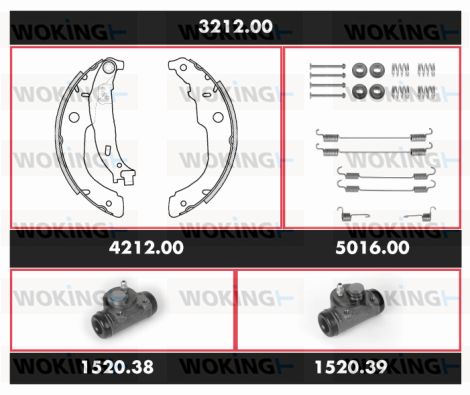 WOKING stabdžių rinkinys, būgniniai stabdžiai SPK 3212.00