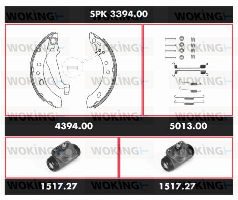 WOKING Комплект тормозов, барабанный тормозной механизм SPK 3394.00