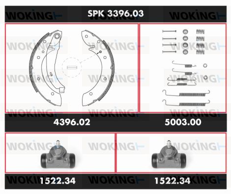 WOKING stabdžių rinkinys, būgniniai stabdžiai SPK 3396.03