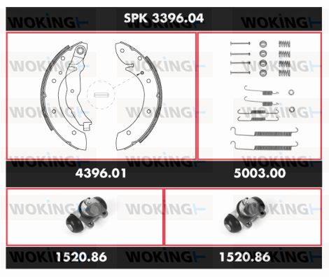 WOKING stabdžių rinkinys, būgniniai stabdžiai SPK 3396.04