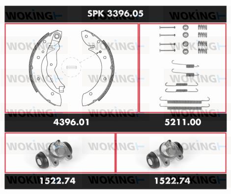 WOKING stabdžių rinkinys, būgniniai stabdžiai SPK 3396.05