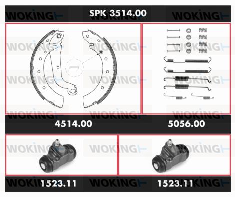 WOKING stabdžių rinkinys, būgniniai stabdžiai SPK 3514.00