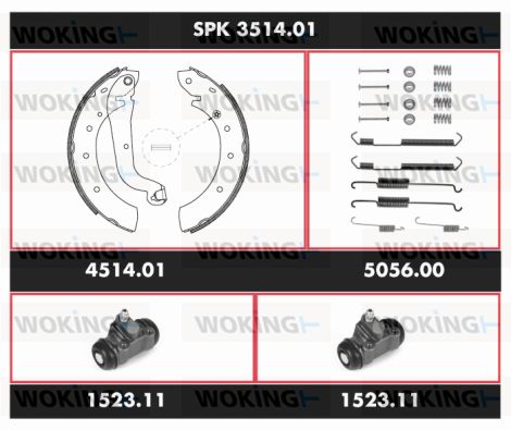 WOKING stabdžių rinkinys, būgniniai stabdžiai SPK 3514.01