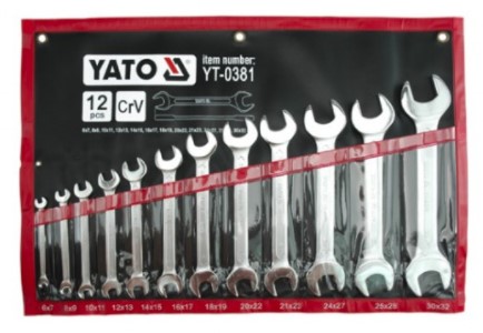 YATO Комплект ключей рожковых двухсторонних YT-0381