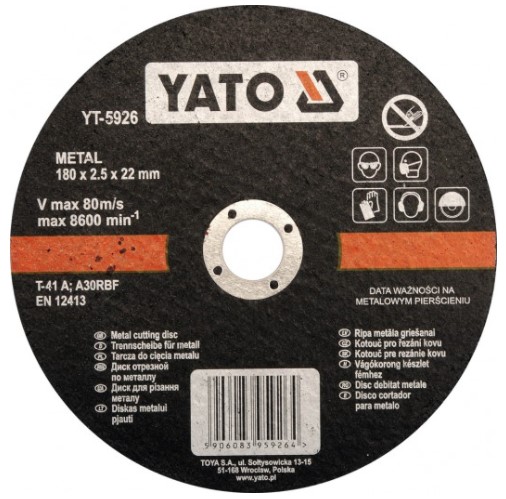 YATO pjovimo diskas, kampinis šlifuoklis YT-5926
