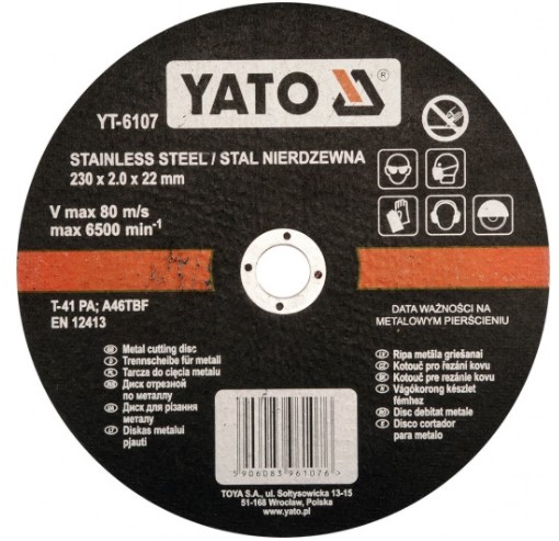 YATO pjovimo diskas, kampinis šlifuoklis YT-6107