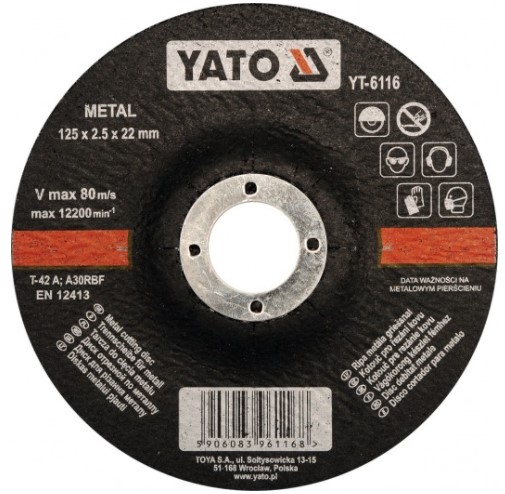 YATO pjovimo diskas, kampinis šlifuoklis YT-6116