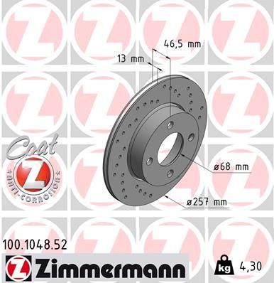 ZIMMERMANN Тормозной диск 100.1048.52