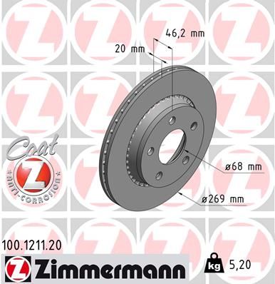 ZIMMERMANN Тормозной диск 100.1211.20