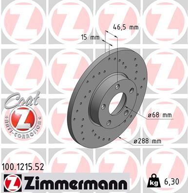 ZIMMERMANN stabdžių diskas 100.1215.52