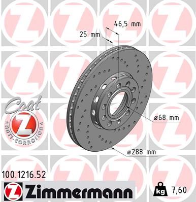 ZIMMERMANN Тормозной диск 100.1216.52