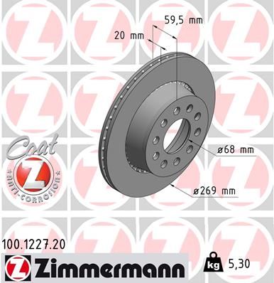 ZIMMERMANN Тормозной диск 100.1227.20