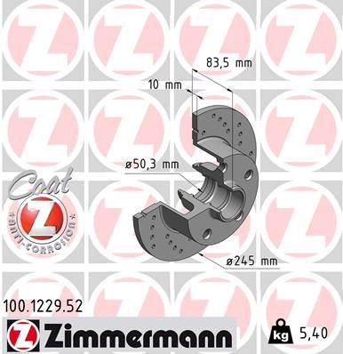 ZIMMERMANN Тормозной диск 100.1229.52