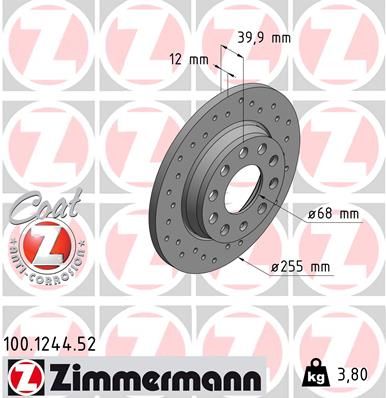 ZIMMERMANN stabdžių diskas 100.1244.52