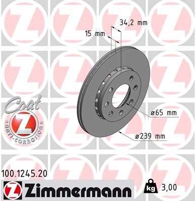 ZIMMERMANN Тормозной диск 100.1245.20