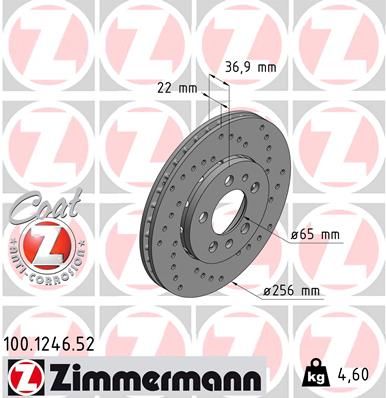 ZIMMERMANN Тормозной диск 100.1246.52