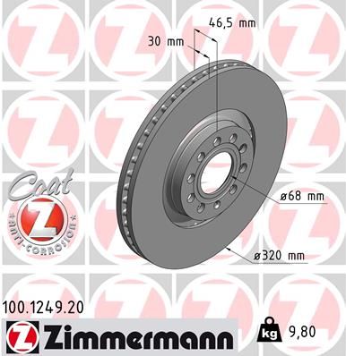 ZIMMERMANN Тормозной диск 100.1249.20