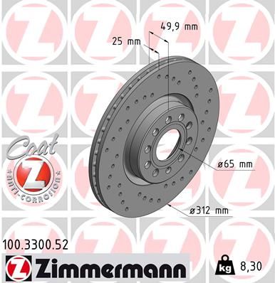 ZIMMERMANN Тормозной диск 100.3300.52