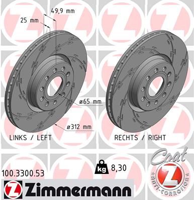 ZIMMERMANN Тормозной диск 100.3300.53