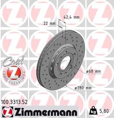 ZIMMERMANN stabdžių diskas 100.3313.52