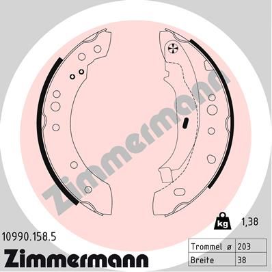 ZIMMERMANN stabdžių trinkelių komplektas 10990.158.5