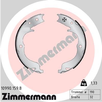 ZIMMERMANN stabdžių trinkelių komplektas, stovėjimo stabdis 10990.159.8