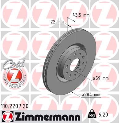 ZIMMERMANN stabdžių diskas 110.2207.20