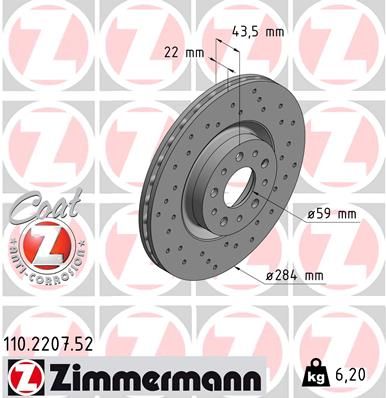 ZIMMERMANN stabdžių diskas 110.2207.52